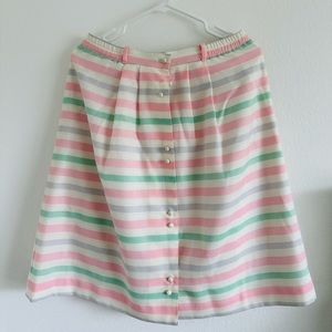 NWOT AEGEAN Multicolor Striped Box Pleats A-Line Mid Skirt  Size L